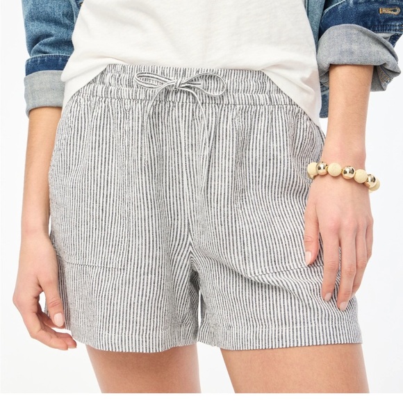 J. Crew Black and White Striped elastic High Waist Shorts size small - Picture 1 of 6